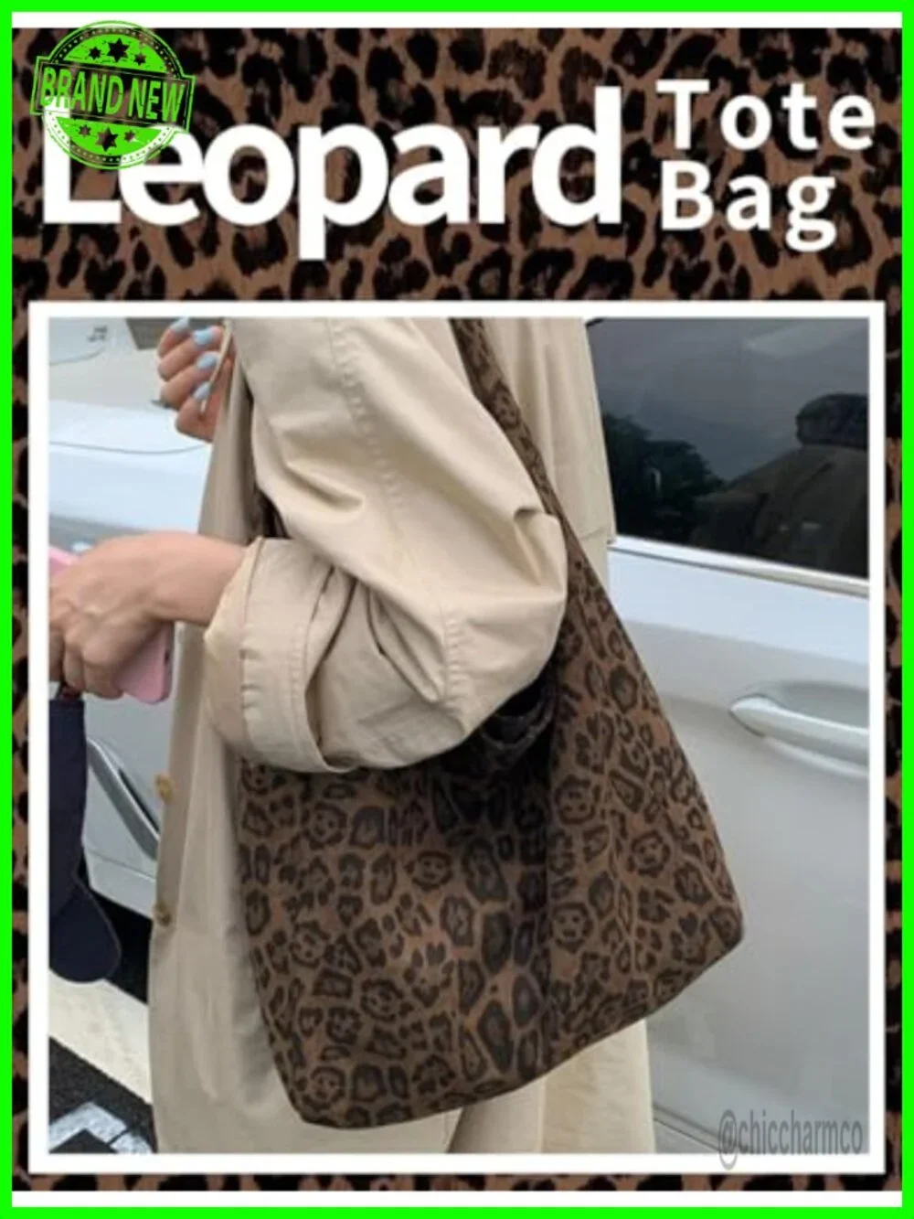 Leopard Print Tote Bag Large Capacity Hobo Shoulder Bag Artificial Suede